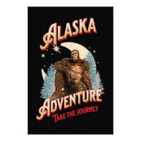Alaska Bigfoot Adventure Retro Wilderness Art