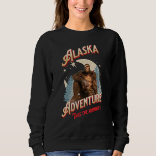 Alaska Bigfoot Adventure Retro Wilderness Art Sweatshirt
