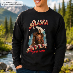 Alaska Bigfoot Adventure Retro Wilderness Art Sweatshirt