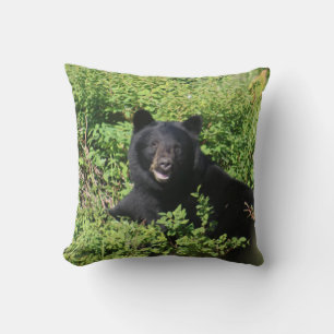 Alaska - Black Bear in Berry Bushes Cushion
