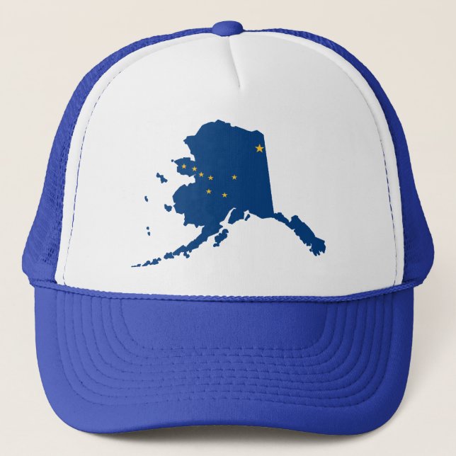 Alaska Blue Snap Back Mesh Trucker Hat (Front)