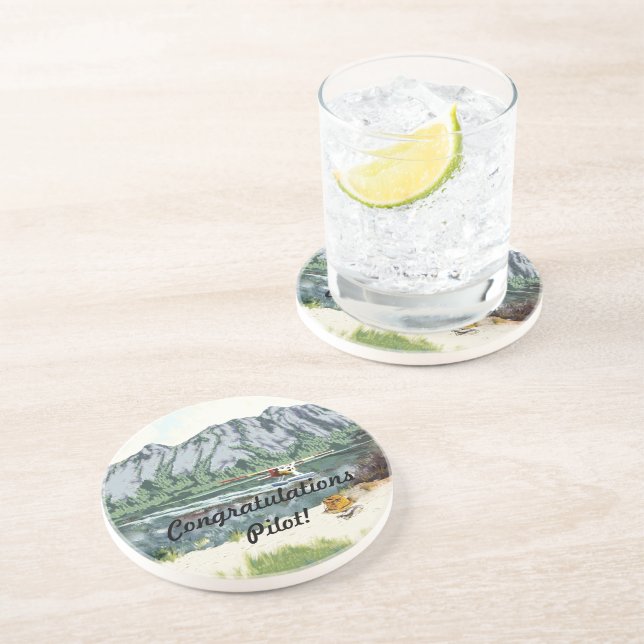 Alaska Bush Plane And Fishing Travel Coaster (Side)