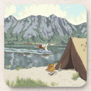 Alaska Bush Plane And Fishing Travel Coaster