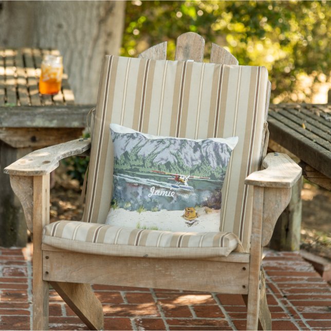 Alaska Bush Plane And Fishing Travel Outdoor Cushion (Chair)