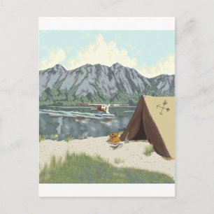 Alaska Bush Plane And Fishing Travel Postcard