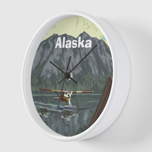 Alaska Bush Plane Souvenirs Wall Clock (Angle)