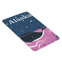 Alaska Cartoon vintage whale travel poster