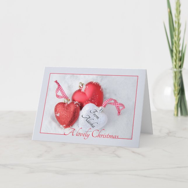 Alaska  Christmas Card, state specific Holiday Card (Front)