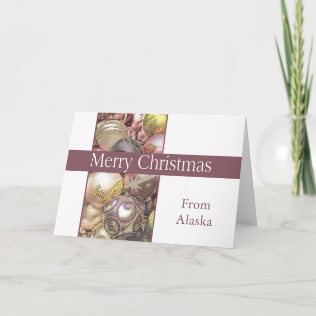 Alaska Christmas Card with ornaments (Front)