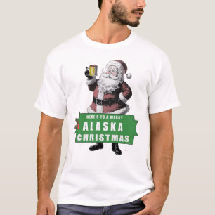 ALASKA Christmas Greeting with Santa Claus T-Shirt