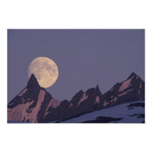 Alaska, Chugach Mountains Full moon rises Photo Print