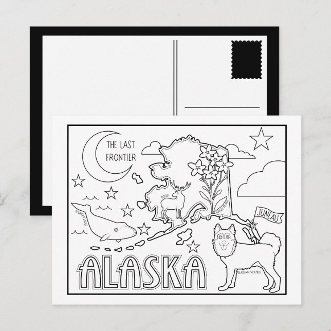 alaska colour me collage postcard (Front/Back)