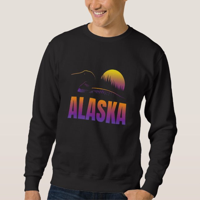 Alaska Colourful Alaskan Sunset with Loon and Fore Sweatshirt (Front)