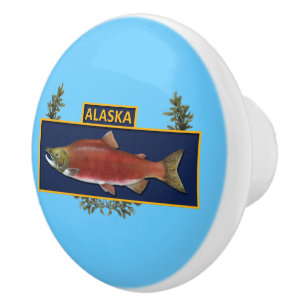 Alaska Combat Fisherman Badge Ceramic Knob