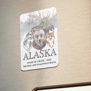 Alaska Cruise Cruising Animals Bear Wolf Moose Magnet