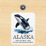 Alaska Cruise Cruising Orca Jumping Watercolor  Magnet<br><div class="desc">This design may be personalised in the area provided by changing the photo and/or text. Or it can be customised by clicking Personalise this Template and then choosing the click to customise further option and delete or change the colour of the background, add text, change the text colour or style,...</div>