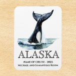Alaska Cruise Cruising Orca tail Watercolor  Magnet<br><div class="desc">This design may be personalised in the area provided by changing the photo and/or text. Or it can be customised by clicking Personalise this Template and then choosing the click to customise further option and delete or change the colour of the background, add text, change the text colour or style,...</div>