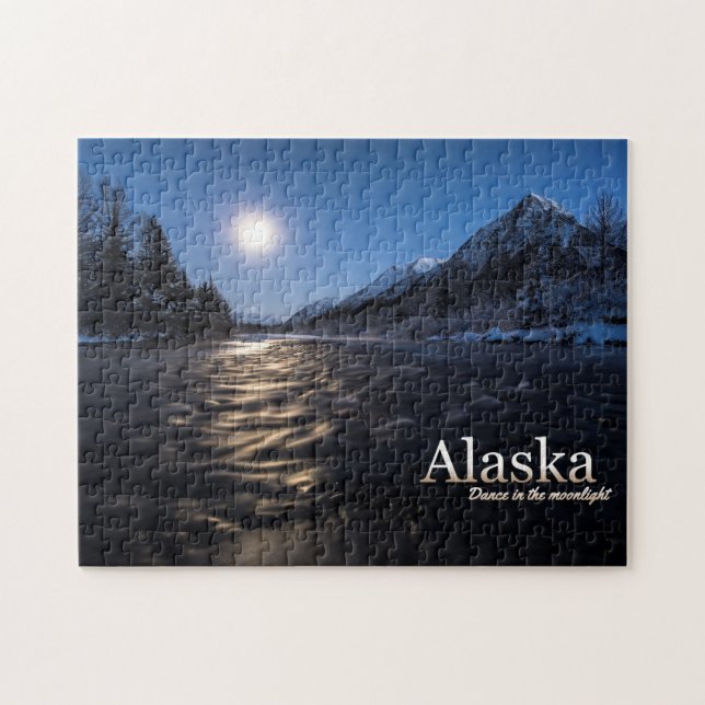 Alaska Dance In The Moonlight Jigsaw Puzzle (Horizontal)