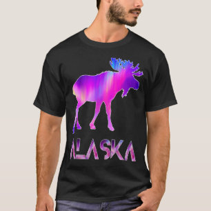 Alaska Day Moose Aurora Borealis At Night T-Shirt