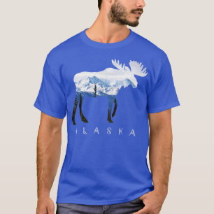 Alaska Day Moose Snowy Mountain Alaskan Tourist Or T-Shirt