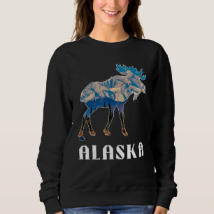 Alaska Day Moose Snowy Mountains Sweatshirt