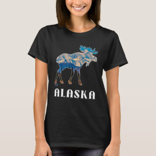 Alaska Day Moose Snowy Mountains T-Shirt