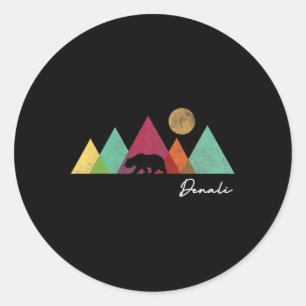 Alaska Denali National Park Souvenir Colourful Bea Classic Round Sticker