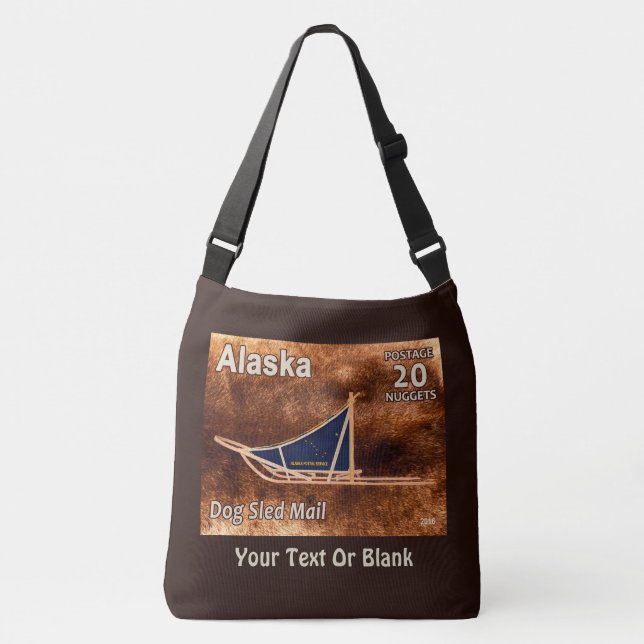 Alaska Dog Sled Mail Postage Stamp Crossbody Bag (Front)