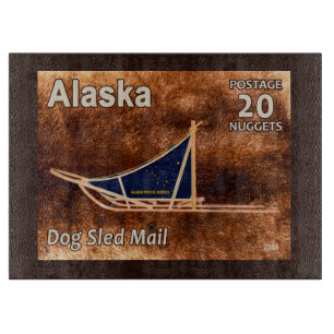Alaska Dog Sled Mail Postage Stamp Cutting Board