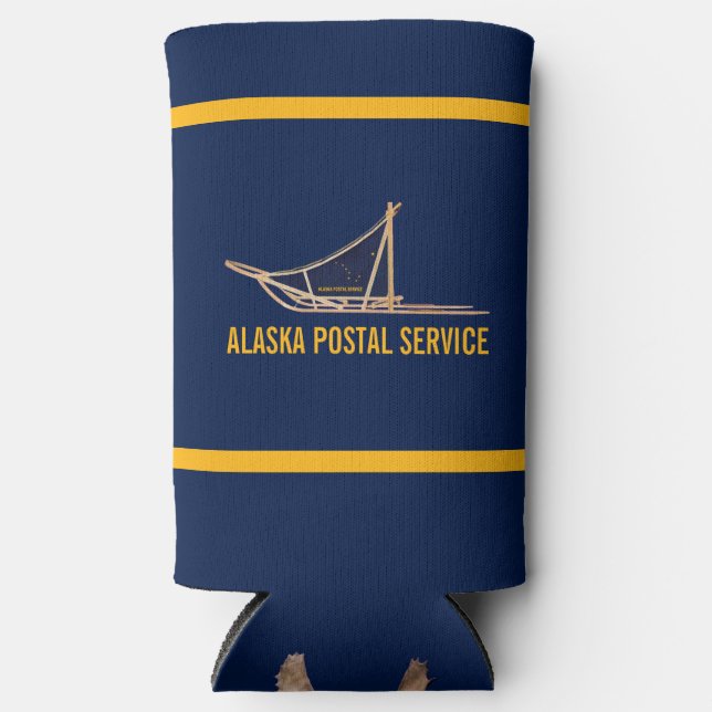 Alaska Dog Sled Postal Carrier Can Cooler (Front)