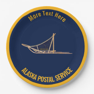 Alaska Dog Sled Postal Carrier Paper Plate