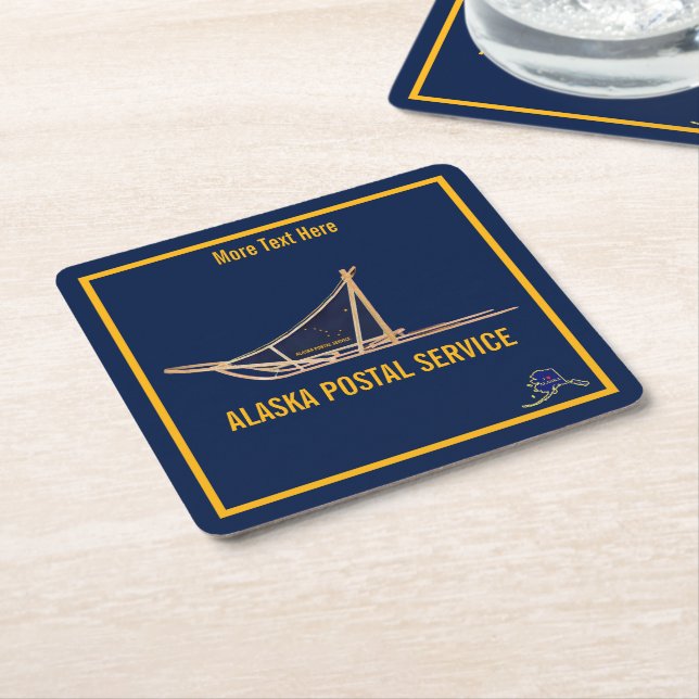 Alaska Dog Sled Postal Carrier Square Paper Coaster (Angled)