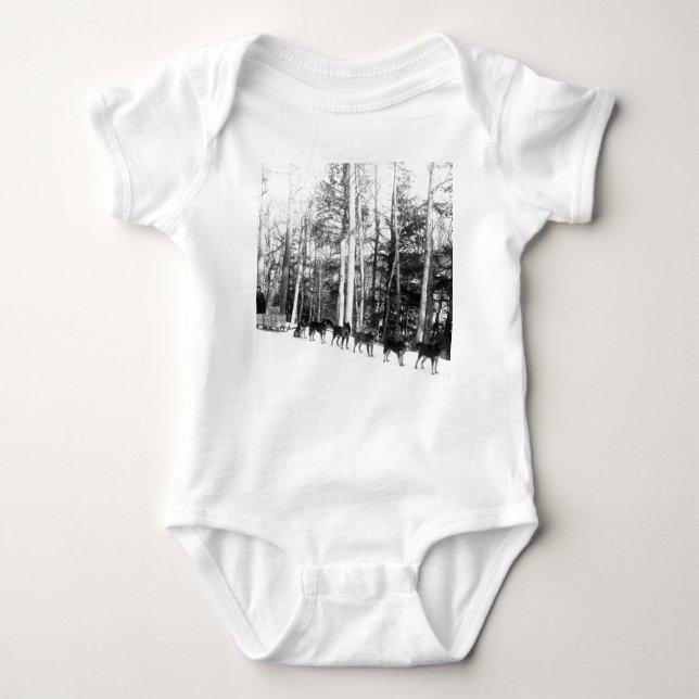 Alaska Dog Sledding Baby Bodysuit (Front)