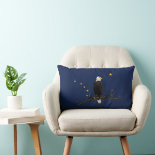 Alaska Eagle And Flag Lumbar Cushion