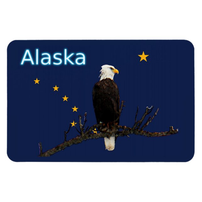 Alaska Eagle And Flag Magnet (Horizontal)
