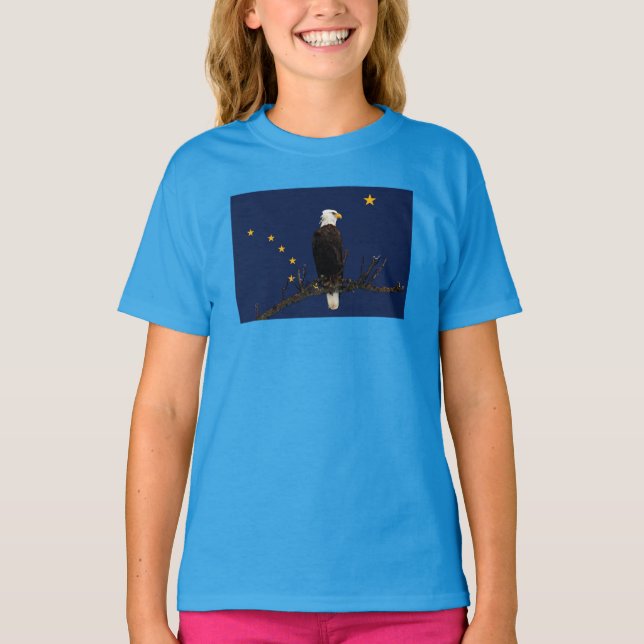 Alaska Eagle And Flag T-Shirt (Front)
