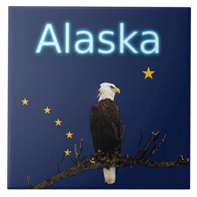 Alaska Eagle And Flag Tile (Front)