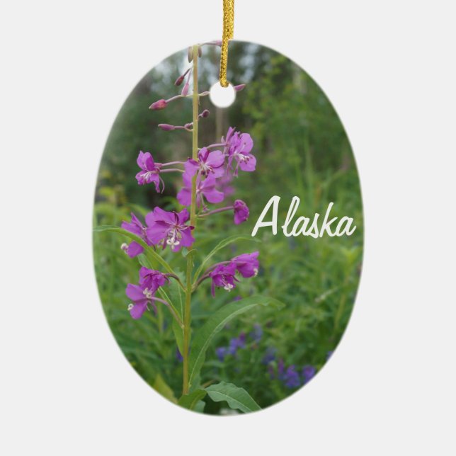 Alaska Fireweed Christmas Ornament Personalised (Front)