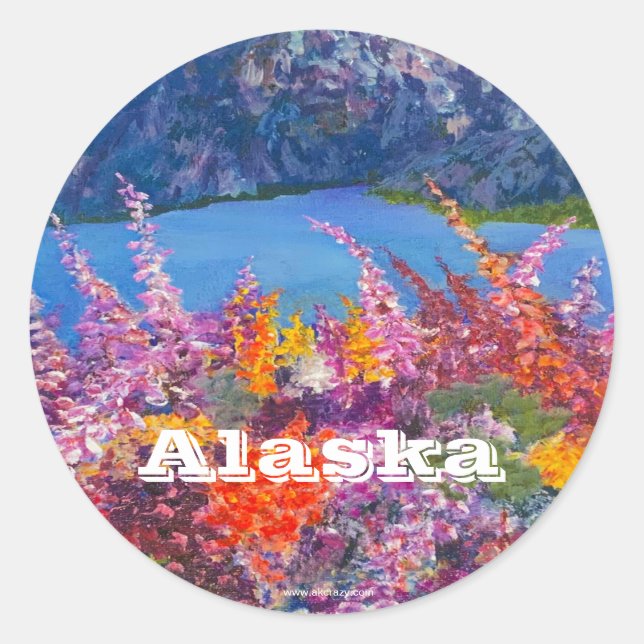 Alaska Fireweed round sticker (Front)