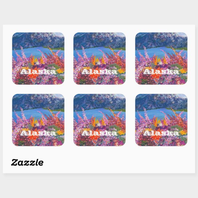 Alaska FireweedvSticker Square Sticker (Sheet)