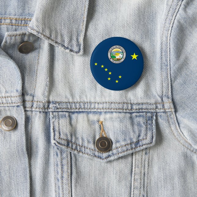 Alaska flag 6 cm round badge (In Situ)