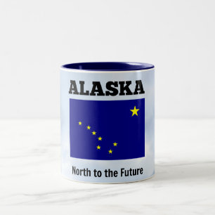 Alaska flag and slogan Two-Tone coffee mug