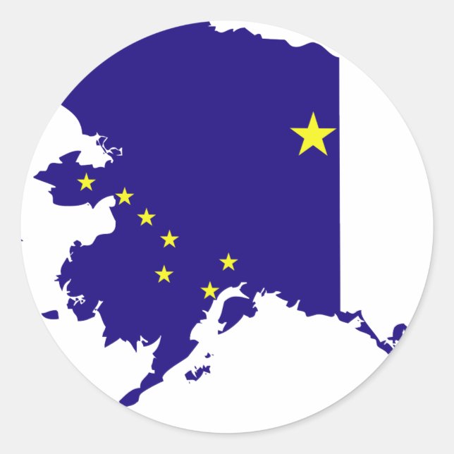 Alaska Flag Map Classic Round Sticker (Front)