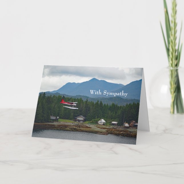 Alaska Floatplane Landscape Photo Sympathy Card (Front)