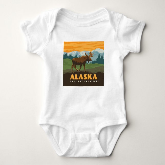 Alaska | Frontier Moose Baby Bodysuit (Front)