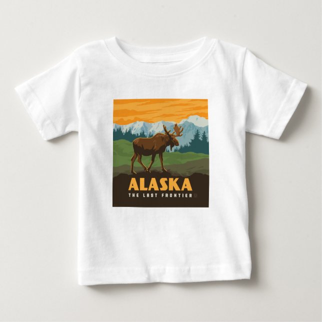 Alaska | Frontier Moose Baby T-Shirt (Front)