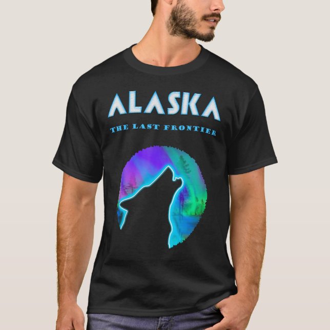 Alaska, Full Moon Crawling Wild Wolf T-Shirt (Front)
