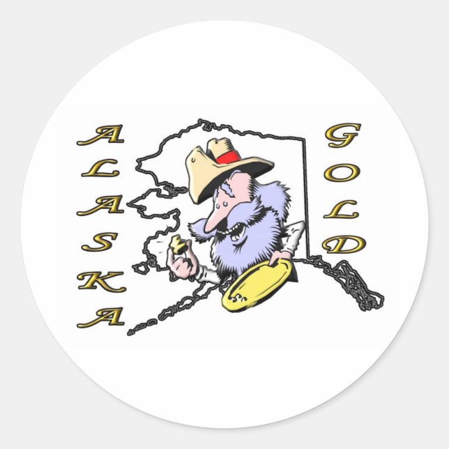 ALASKA GOLD CLASSIC ROUND STICKER (Front)