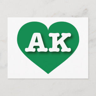 Alaska Green Heart - I love AK Postcard