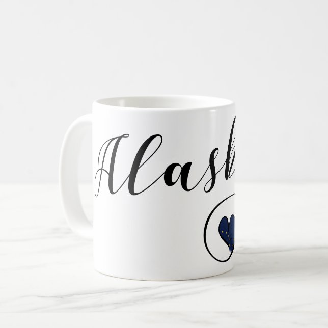 Alaska Heart Mug, Alaskan Flag Coffee Mug (Front Left)